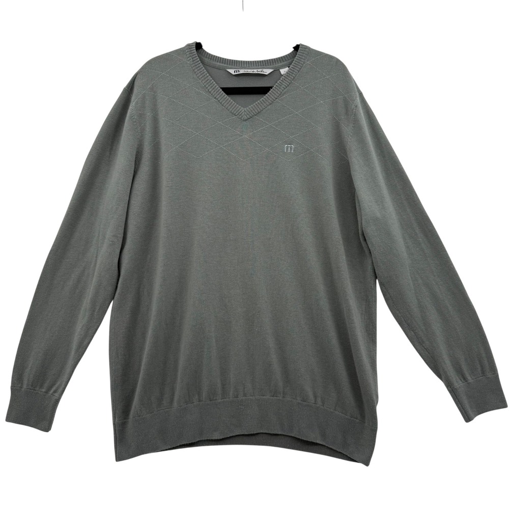 Travis Matthew Pullover‎ Sweater VNeck XL Gray Diamond Pattern